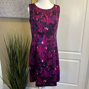 Dress Barn Vibrant Purple & Pink Sleeveless Midi Dress - Size 10